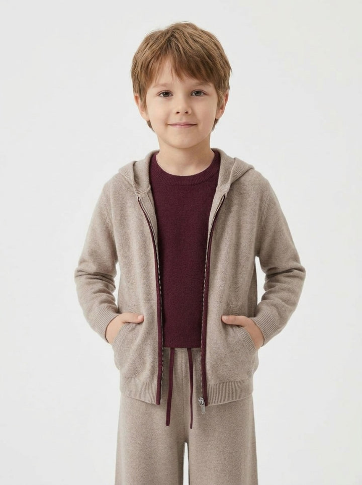 Hooded Knitted Cardigan Casual Trousers Set for Boys and Girls