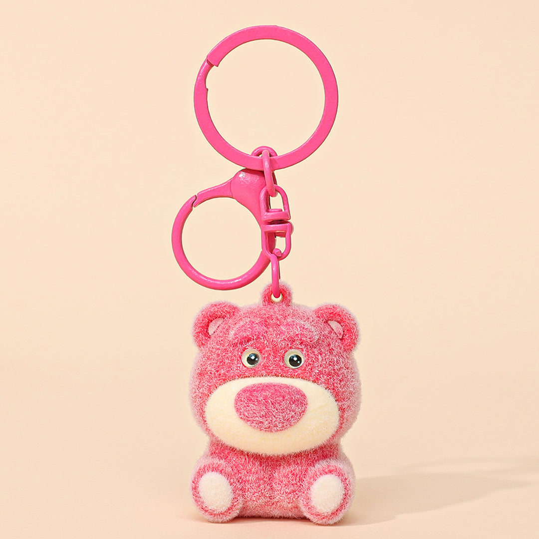 Labubu flocking keychain labubu pendant school gift