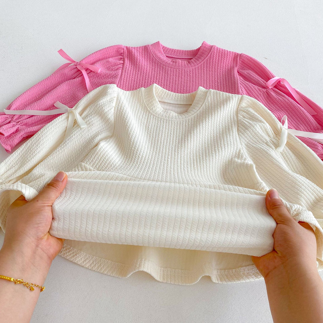 Personalized Custom Name Girls Sweet Bow Ruffled Top & Flared Pants Set