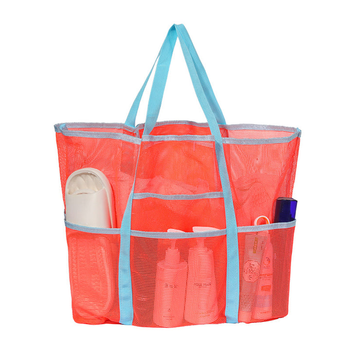 Contrast color mesh hollow beach bag