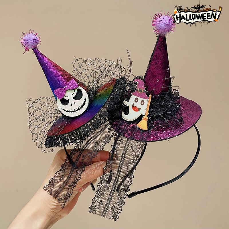 Halloween funny pumpkin witch hat headband for kids-2pcs set