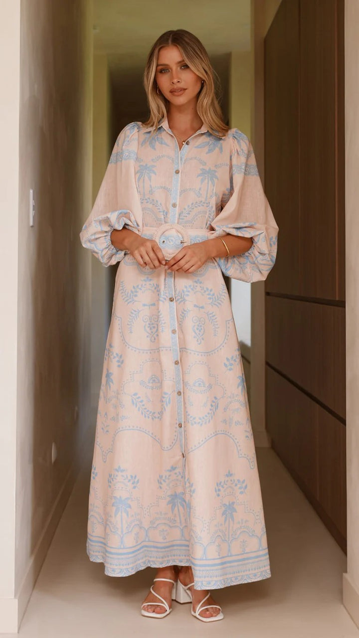 Women Floral Boho Long Sleeve Maxi Dress
