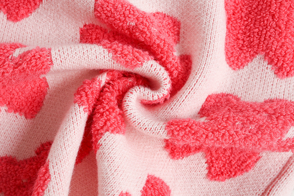 Valentine's sweet bear Jacquard sweater&tutu skirt 2pcs set