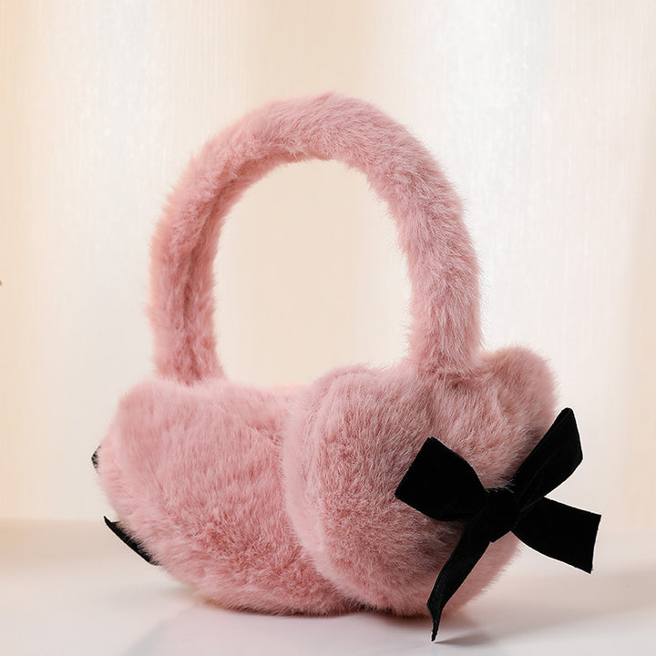 Bow deco heart-shaped plush earmuffs windproof Ear Warmer