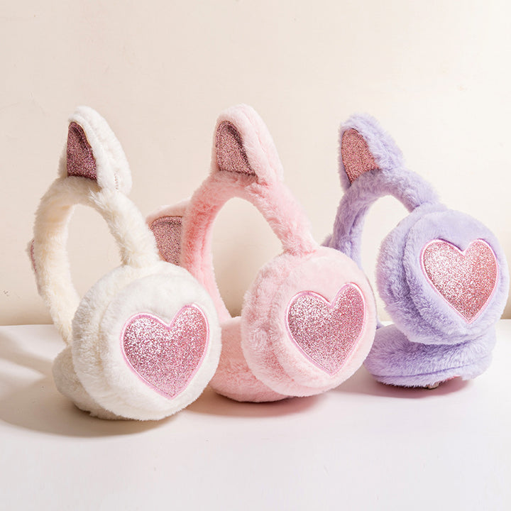 Children's Glitter Heart Cat Ears earmuffs