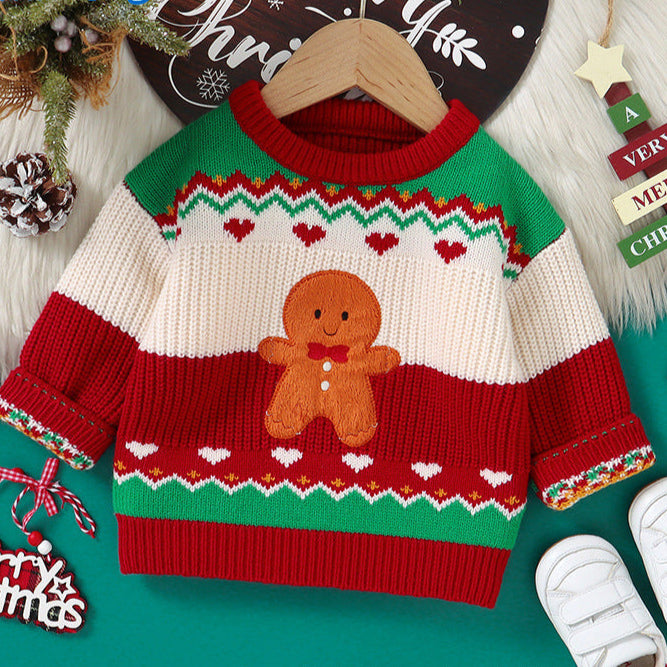 Christmas cute gingerbread embroidered sweater