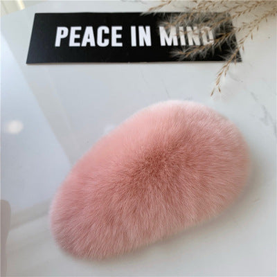 Furry plush hair clip for girls women
