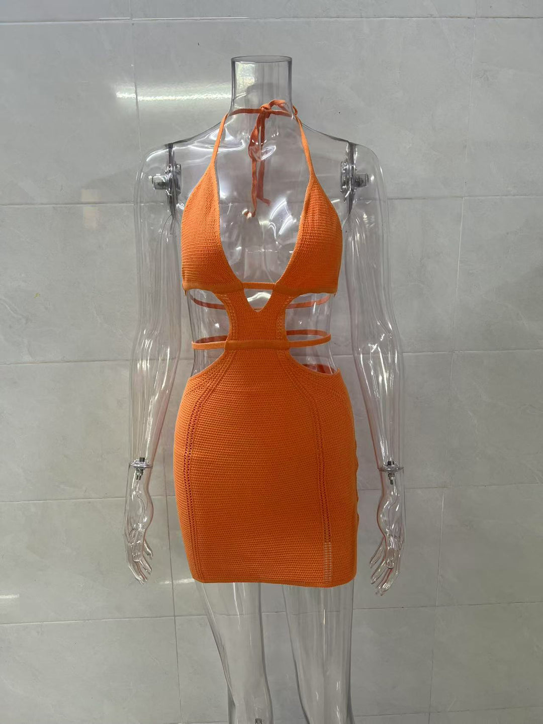 Sexy lace-up halter neck wrap chest beach dress