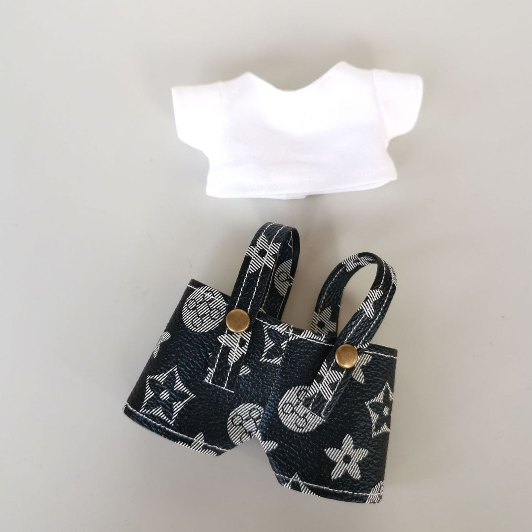 Labubu designer overalls&bucket hat set dolls clothes
