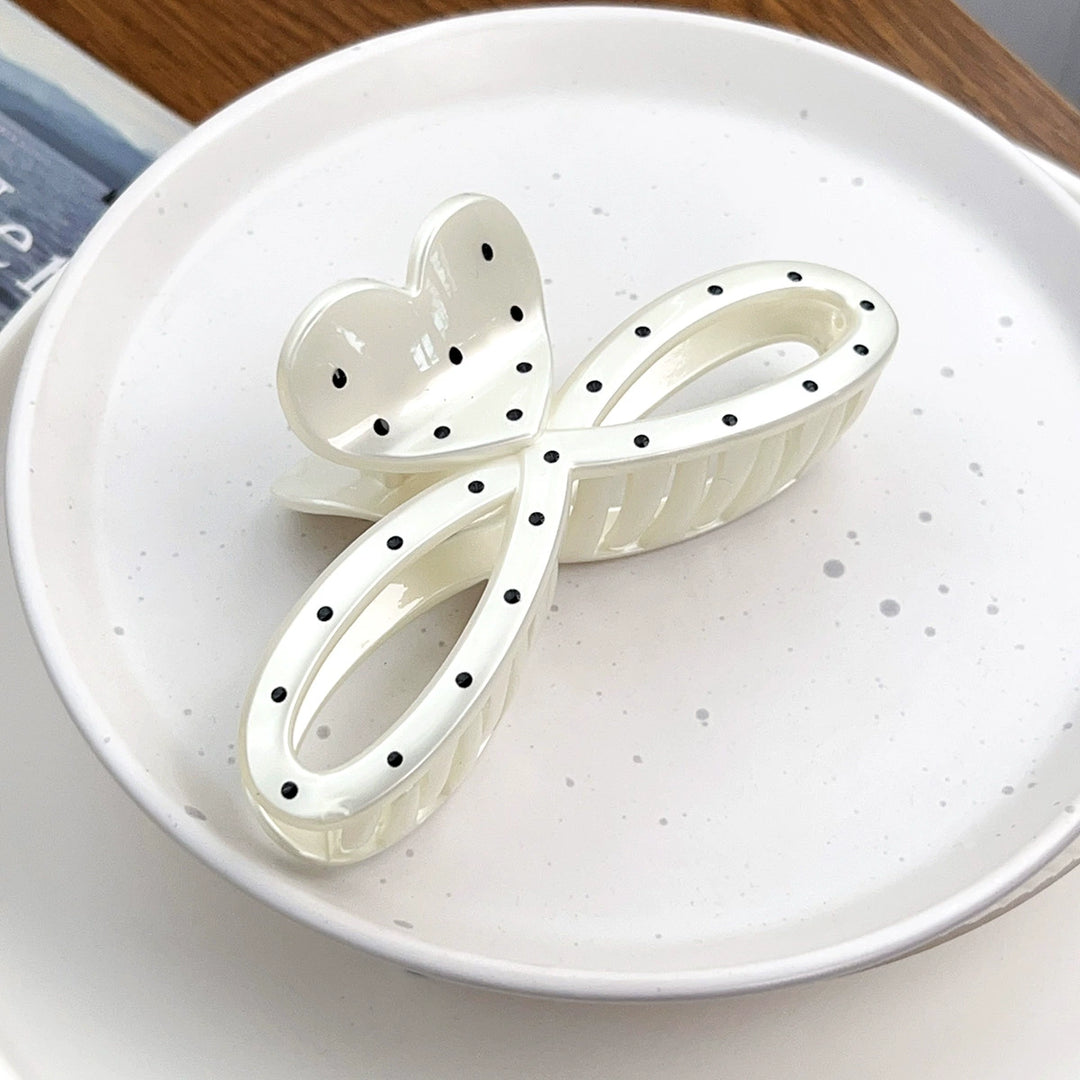 Pearlescent white Polka dot hair clip geometric Claw clip