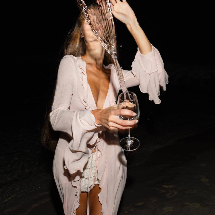Long Sleeve Lace Cardigan Beach Bikini Cover Up Dress