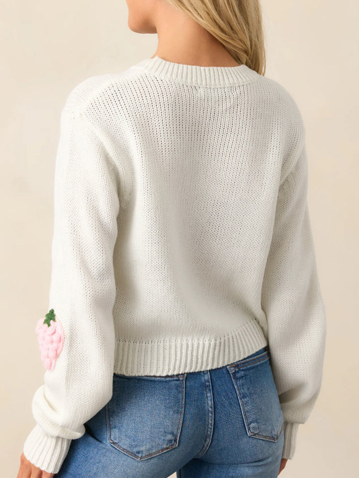 Sweet 3D strawberry women'sknitted sweater