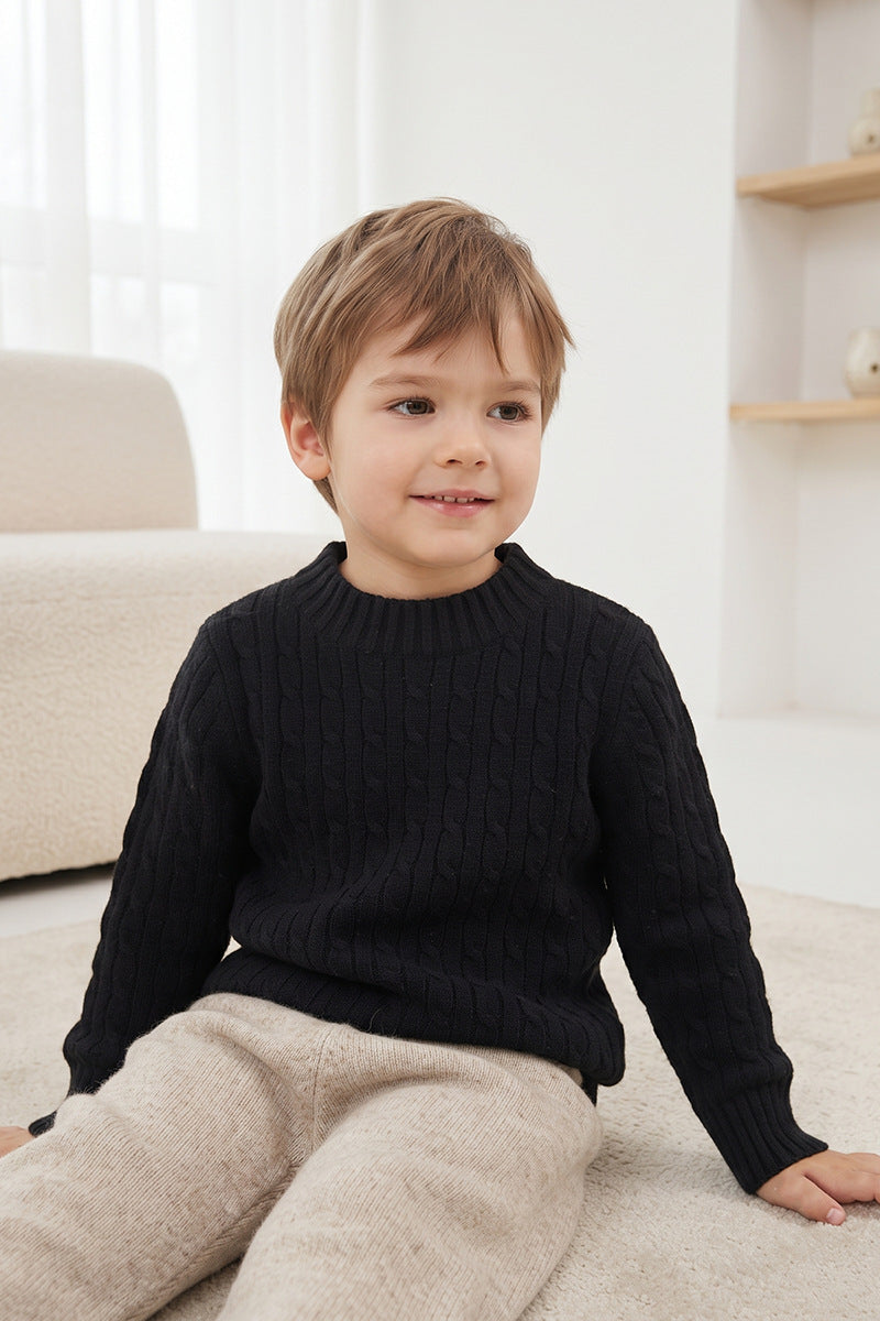 Children's Cable-Knit Soft Sweater Long-Sleeve Sweater for Boys and Girls