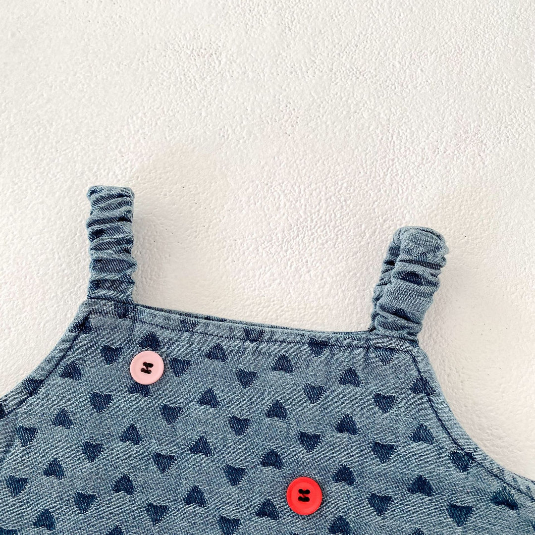 Baby denim suspenders top&short skirt 2pcs set