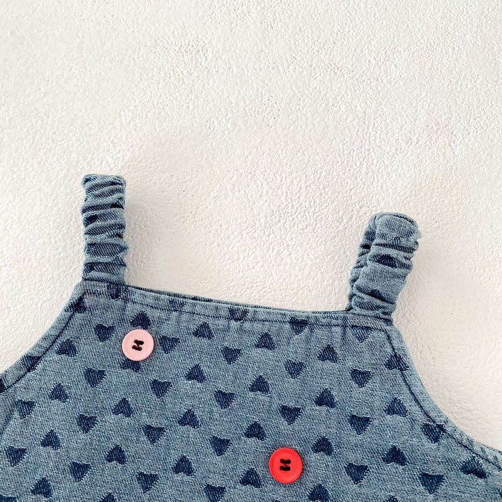 Baby denim suspenders top&short skirt 2pcs set