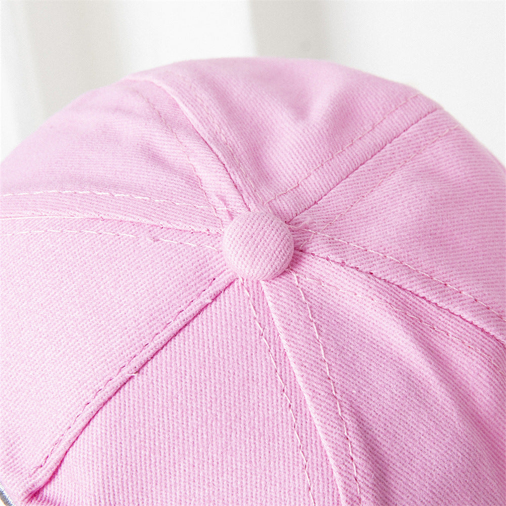 Girls summer kitten embroidered baseball cap