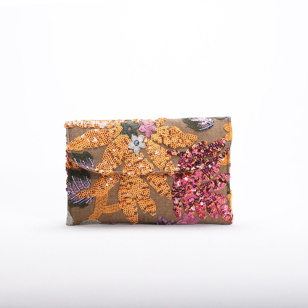Sequined floral evening bag mesh embroidery ladies clutch bag