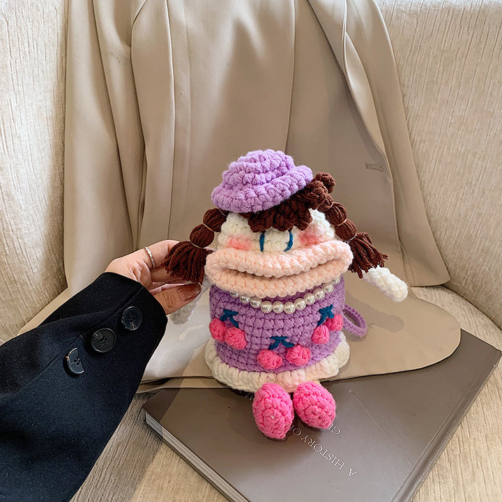 Crocheted Adorably Ugly Big Mouth Doll Crossbody Bag
