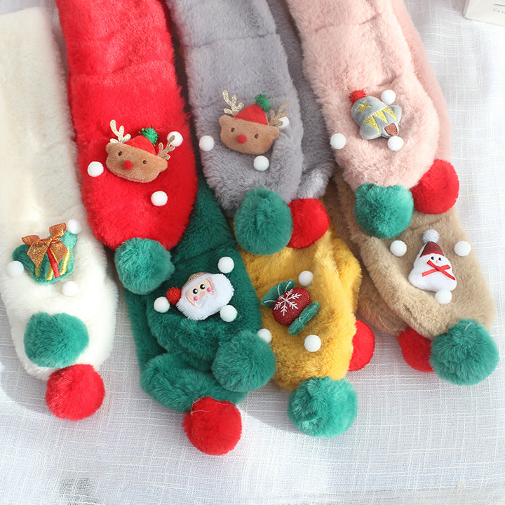 Christmas plush warm scarf for kids xmas gifts
