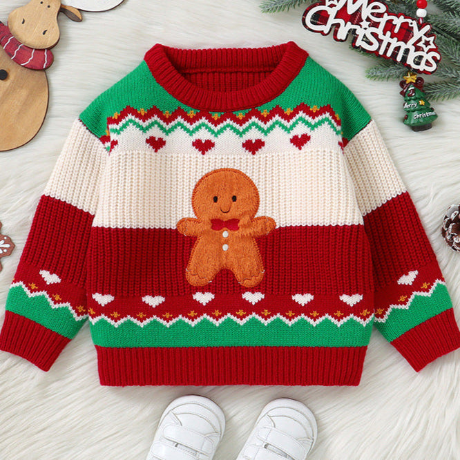 Christmas cute gingerbread embroidered sweater