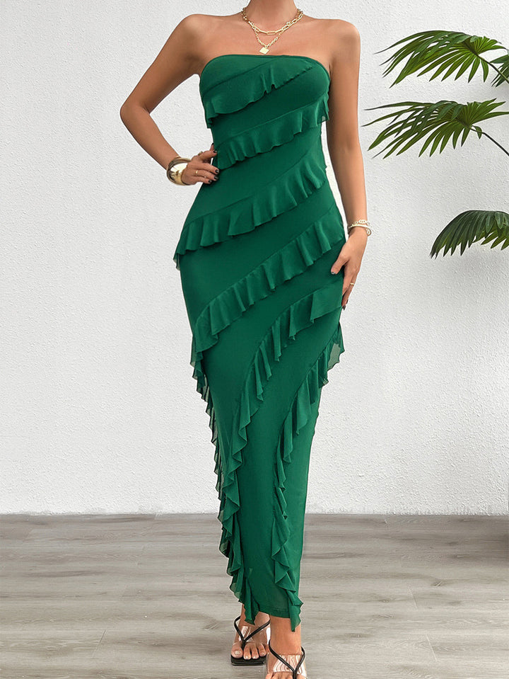 Sexy Hip-wrapped Solid Color Slim Tube Dress