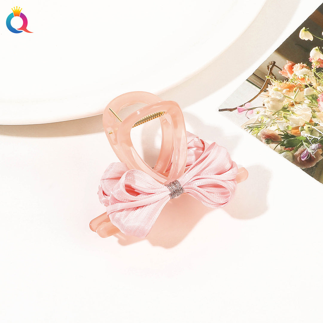 Ribbon Bow back head hair shark clip for women