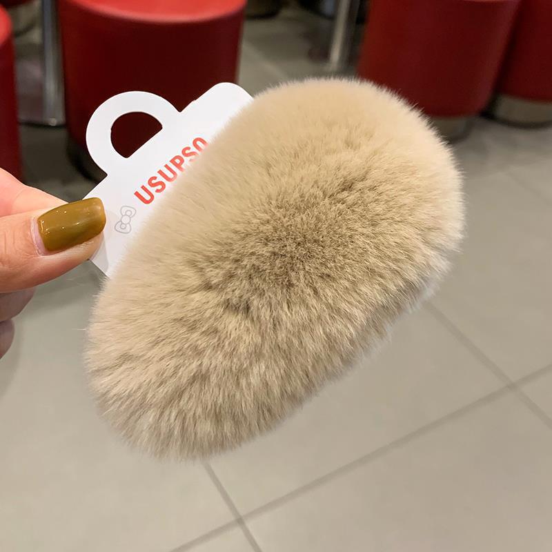 Furry plush hair clip for girls women