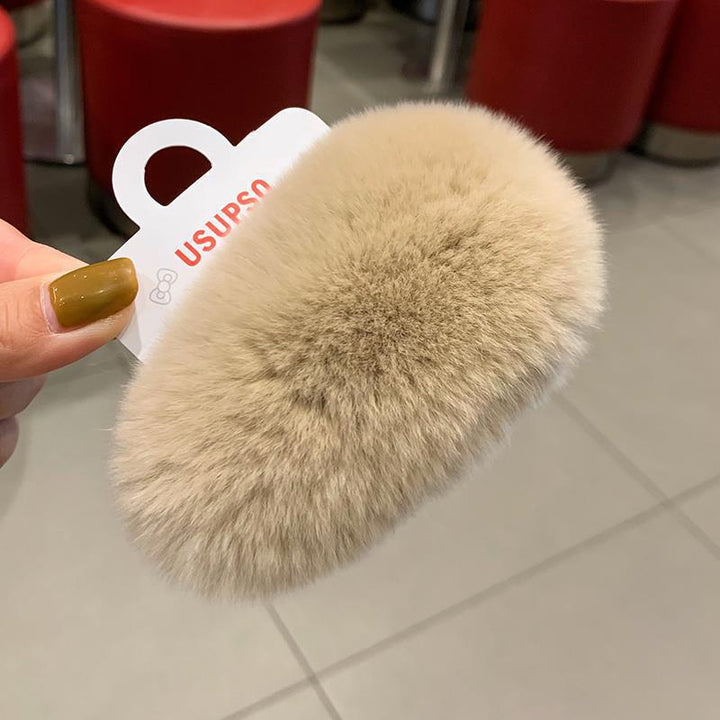 Furry plush hair clip for girls women