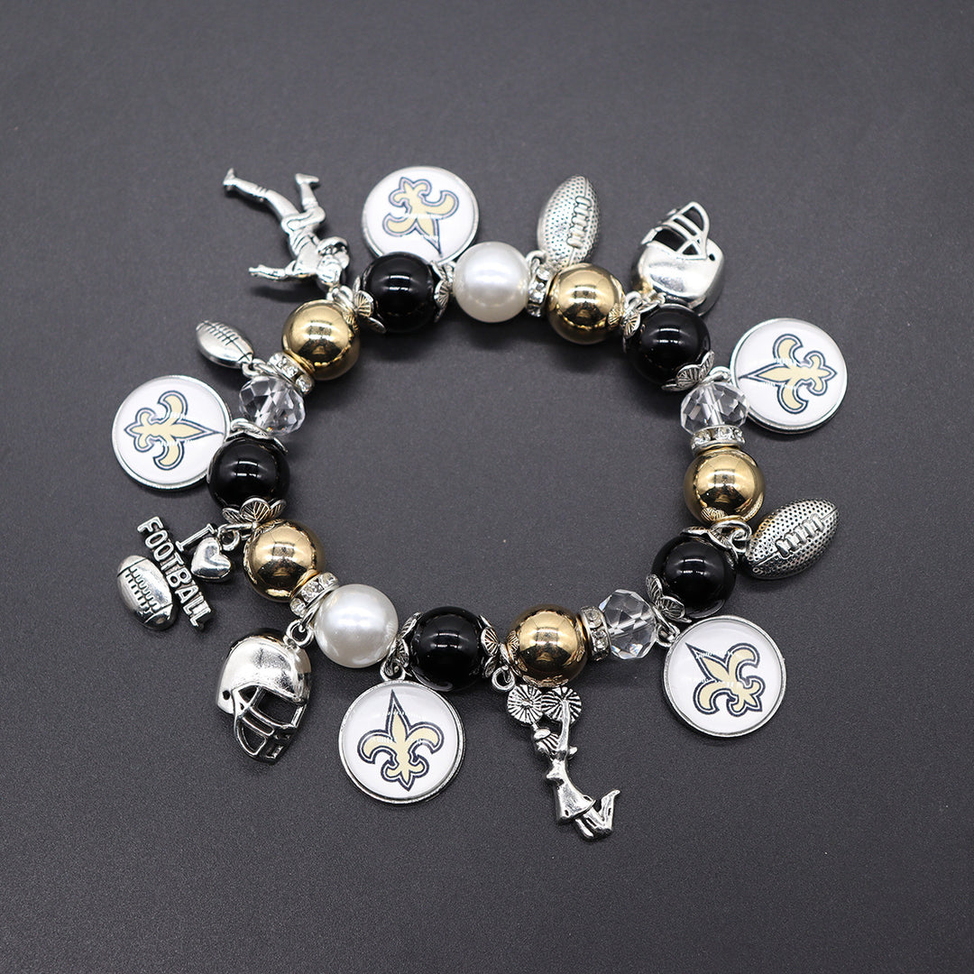Football Game Day Alloy pendant beaded bracelets