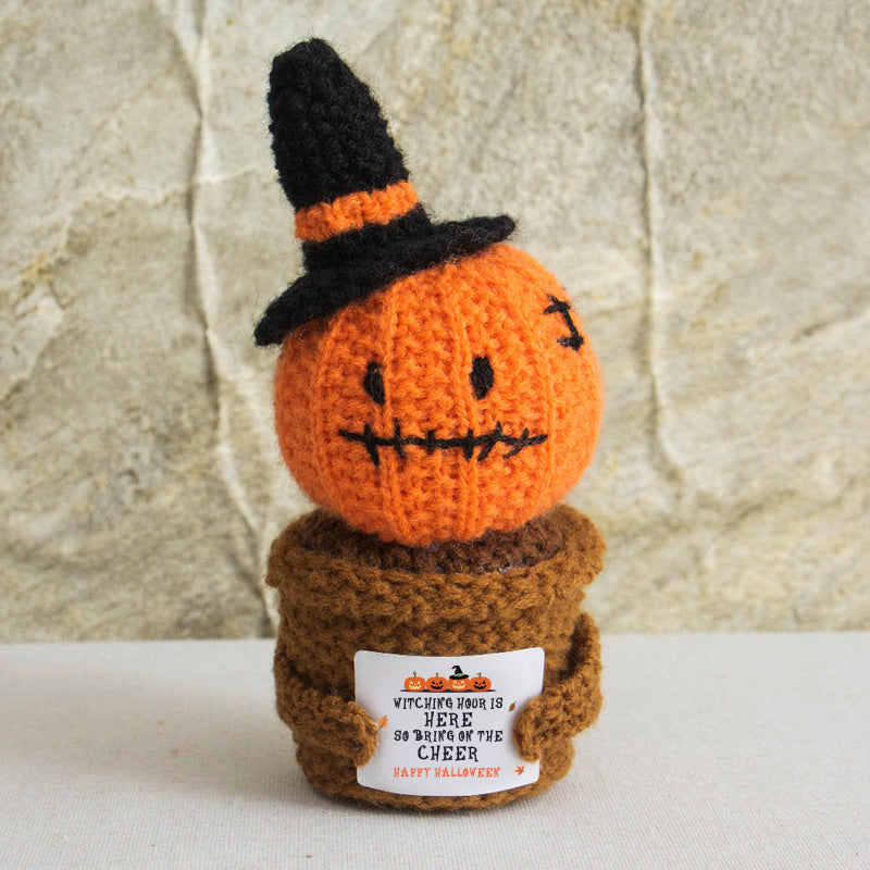 Halloween handmade crocheted pumpkin doll ornaments