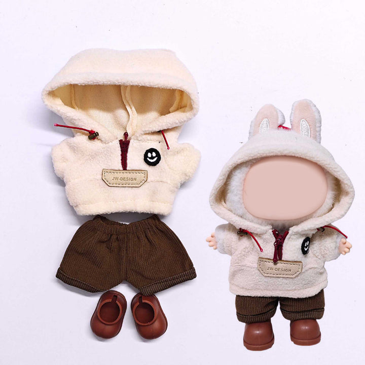 17cm dolls Fleece hoodie set doll clothes