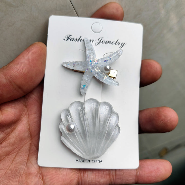 Starfish shell glitter hair clip for beach seaside vacation