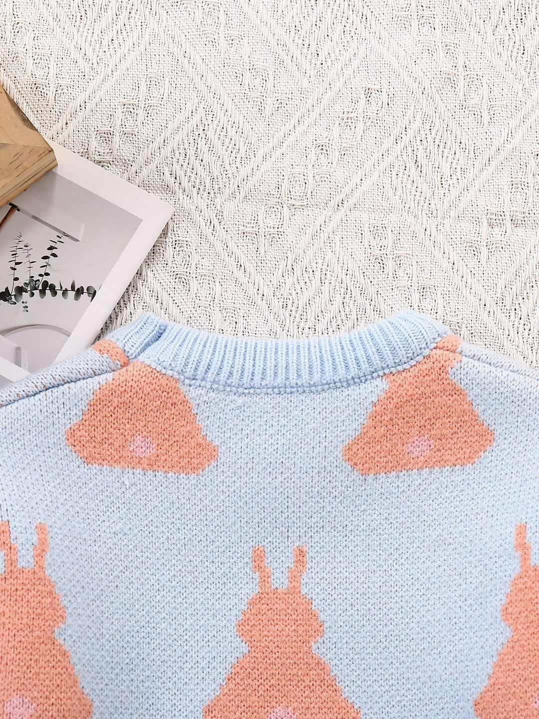 Easter bunny Jacquard short-sleeved knitted top&shorts set