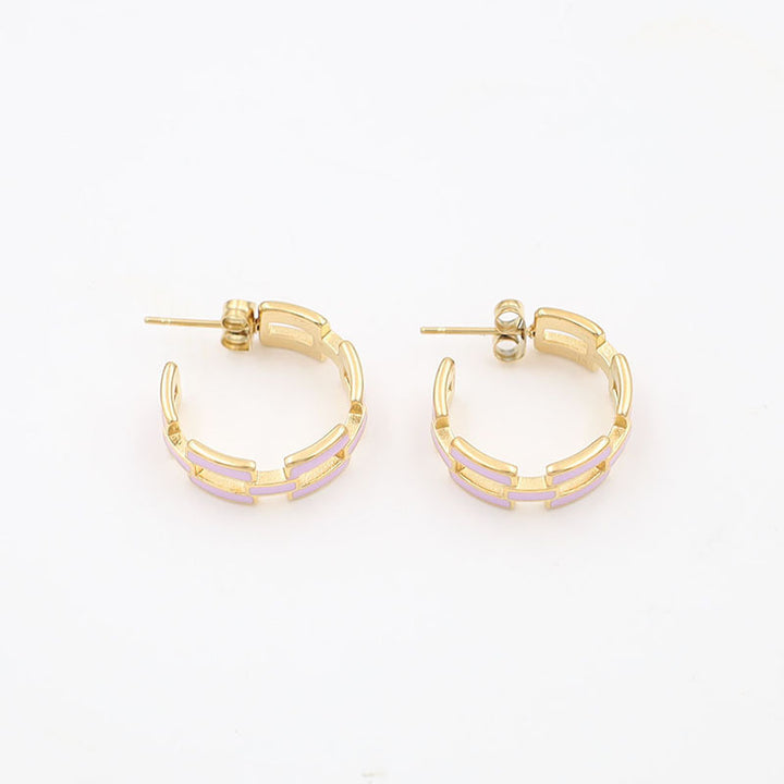 Hollow chain oil drop Hoops earrings