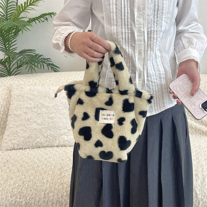 Plush furry small handbag for winter