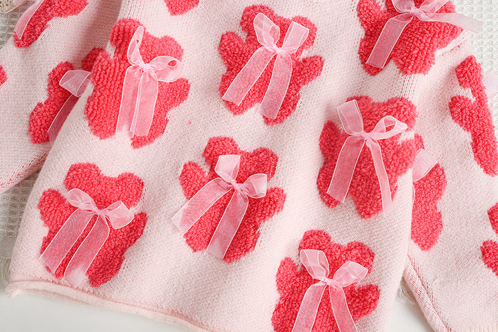 Valentine's sweet bear Jacquard sweater&tutu skirt 2pcs set