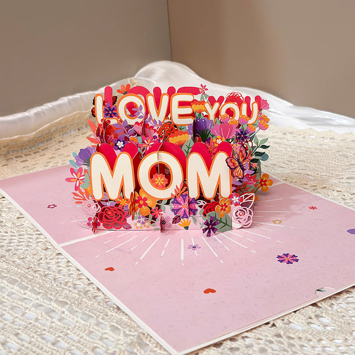 3D Mother's Day Greeting Card LOVE-YOU-MOM Birthday Card