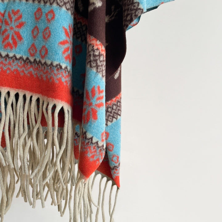 Snowflake deer jacquard shawl Christmas warm shawl scarf