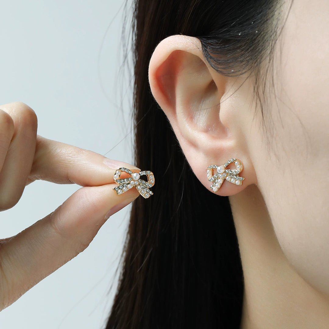 Snake chain bow earrings necklace golden bow simple fashion choker