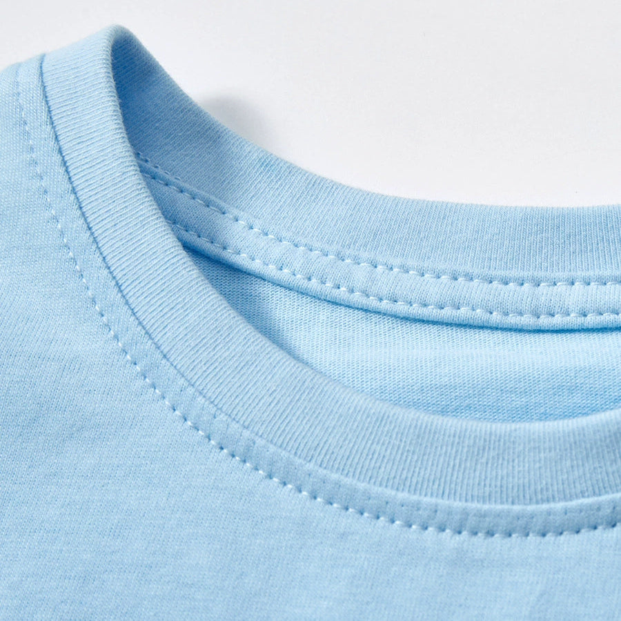 Boys' blue cotton T-shirt with bear printed