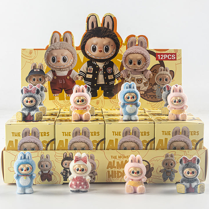 Flocking labubu Ornaments Gift Children's Toys Blind Bag Blind Box