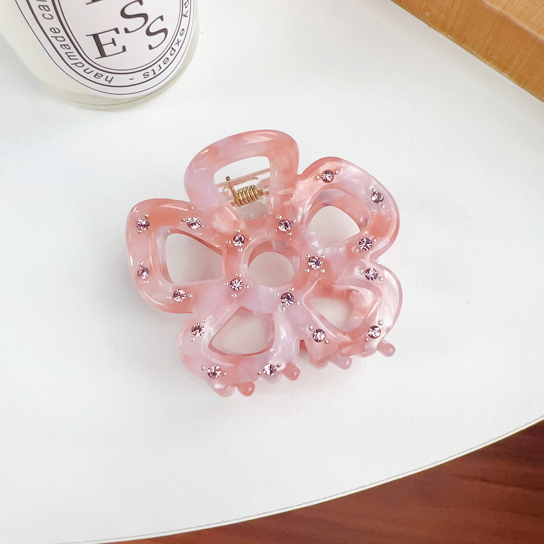 Hollow flower diamond acetate hair claw clips