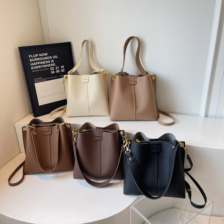 Large-capacity bucket shoulder bag for women