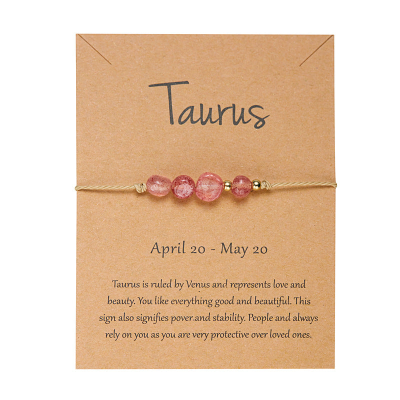 12 Zodiac Signs Natural Stone Hand-woven Bracelet