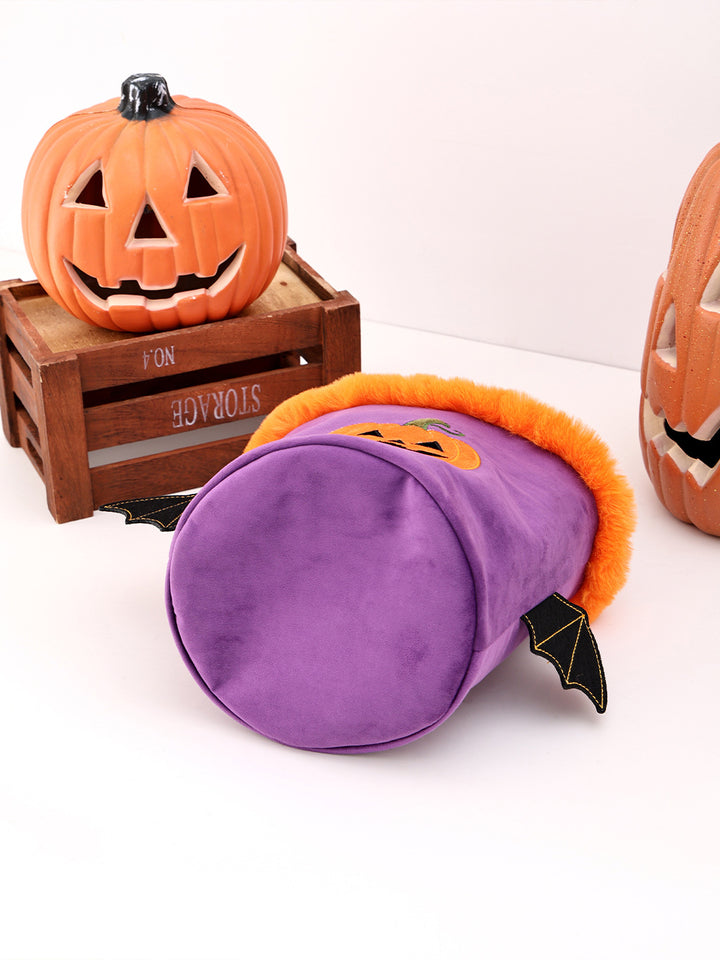 Halloween Embroidered Pumpkin Devil Wings Candy Basket