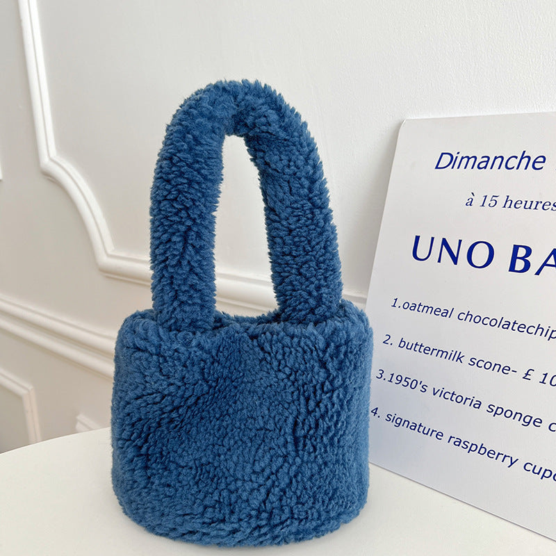 Furry bucket bag mini plush handbag