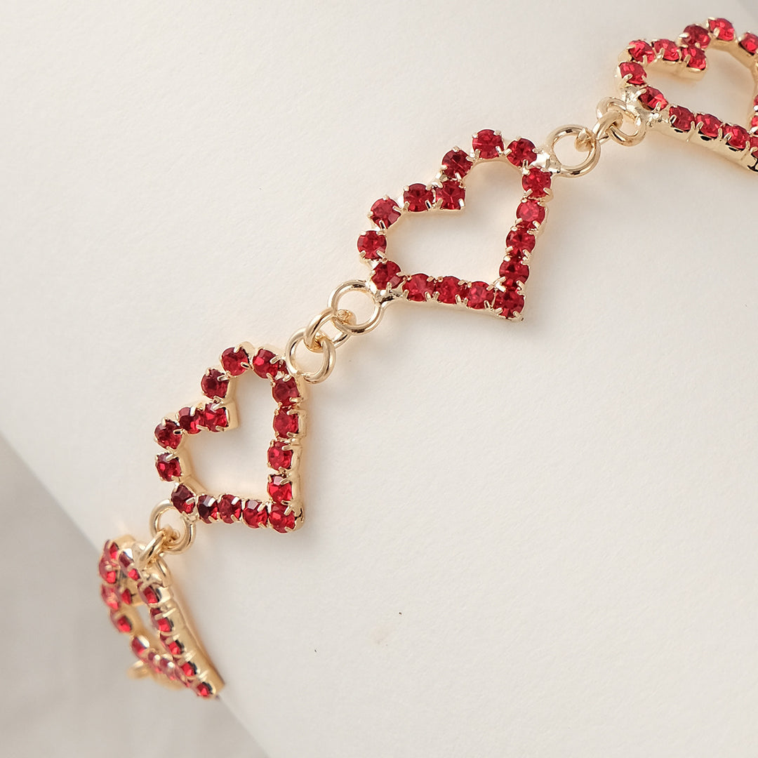 Valentine's Heart-shaped rhinestone bracelet for women