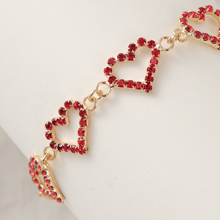 Valentine's Heart-shaped rhinestone bracelet for women