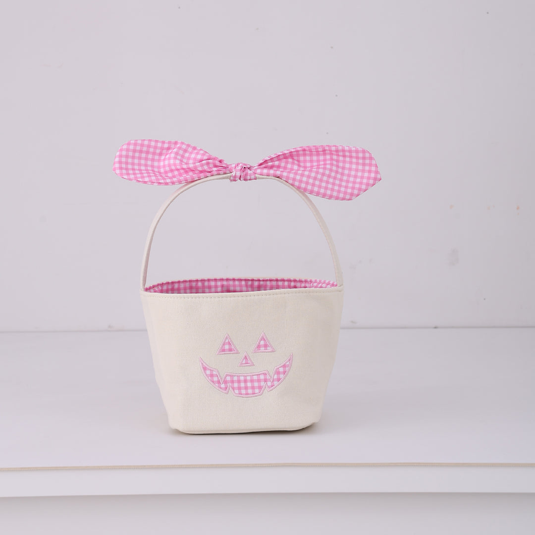 Halloween Gingham Pumpkin Embroidery Candy Basket