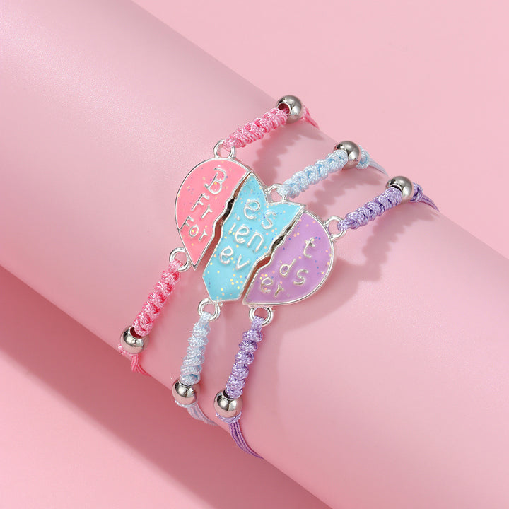 Valentine's Heart-shaped magnetic bracelets for best friends 3pcs set